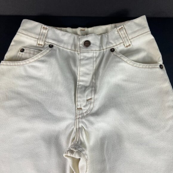 VTG 80s Levi's Girls 12 Reg 31333-3522 Slim Boot Cut Ankle Beige Polyester Pants - Picture 5 of 16